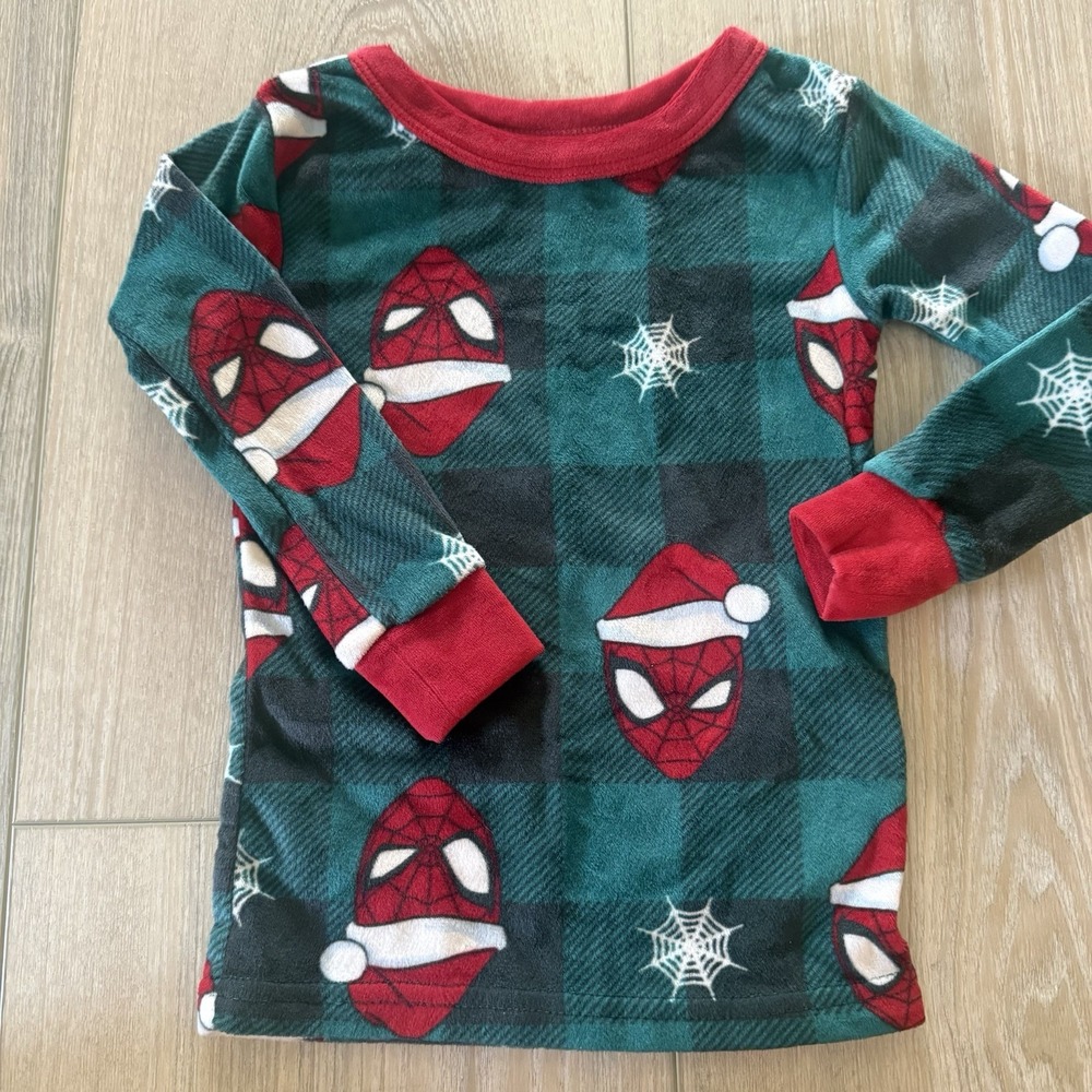 Spiderman Christmas Pajama Top Boys 3T Shirt Snuggly Soft Bath Plush Spidey Set - Picture 2 of 16